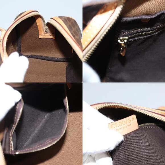 CELINE Macadam Canvas Hand Bag Pvc Leather Brown Gold - Picture 12 of 12